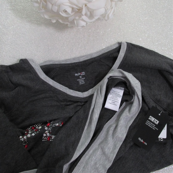 NWT Macys PEACE Bling Rhinestone Sweatshirt Top 1X - Picture 7 of 7